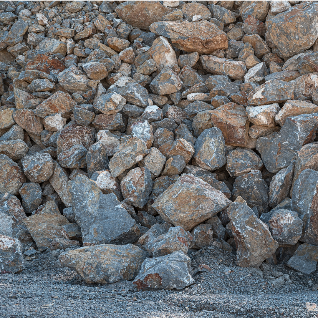 Gravel and rocks usually used as railroad drainage and support.